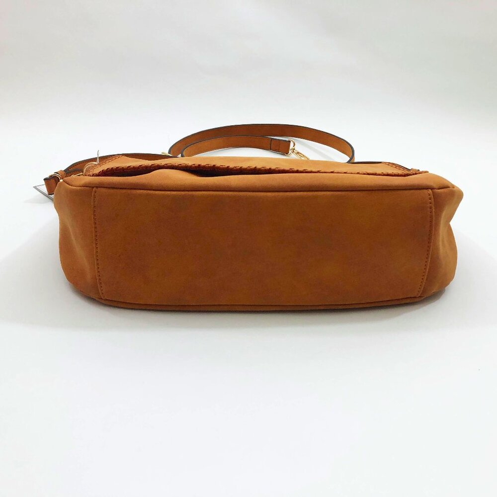 Jen & Co Jess Vegan Stitched Shoulder Bag Faux Suede Ginger 15x11x3.5 inches - Picture 4 of 8